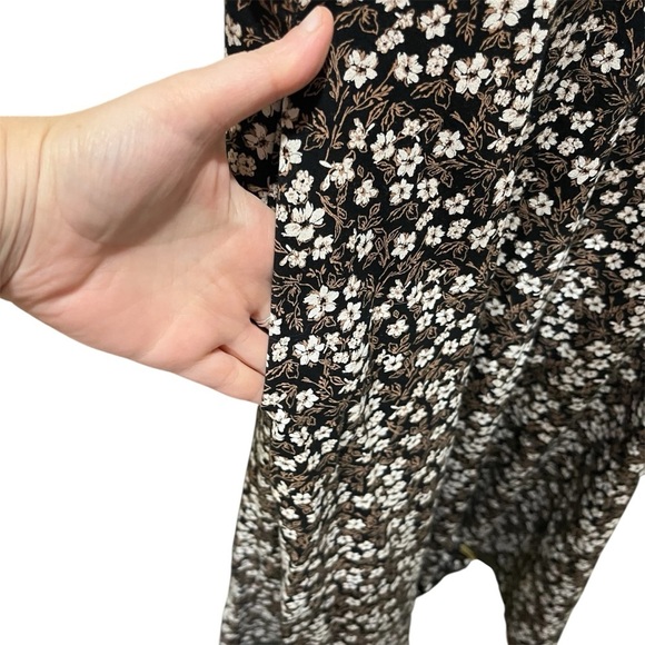 Pact Black White Gold Floral Organic Cotton Midi Dress - Picture 3 of 12